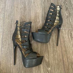 Shiekh tall black heels stilettos prom shoes 8.5